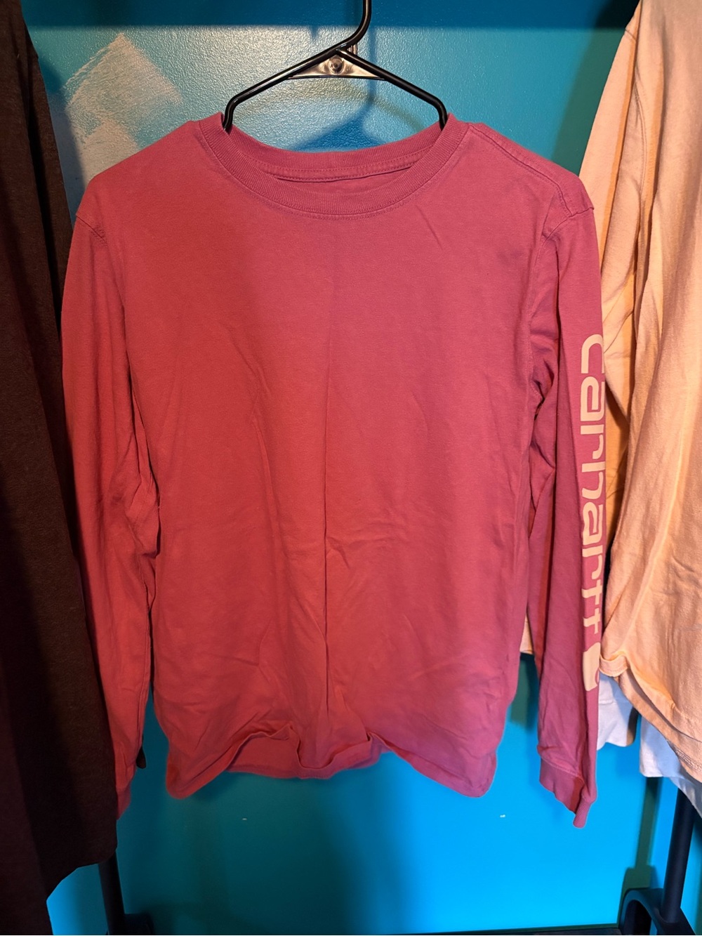 Womens Carhartt Long-Sleeve Crewneck Shirt in Rose